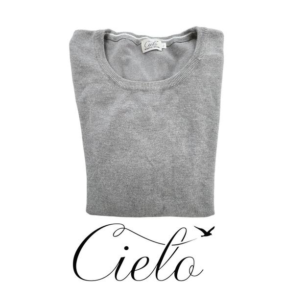 Cielo Gray Pullover Women's Crew Neck Sweater Size Large - Picture 1 of 4